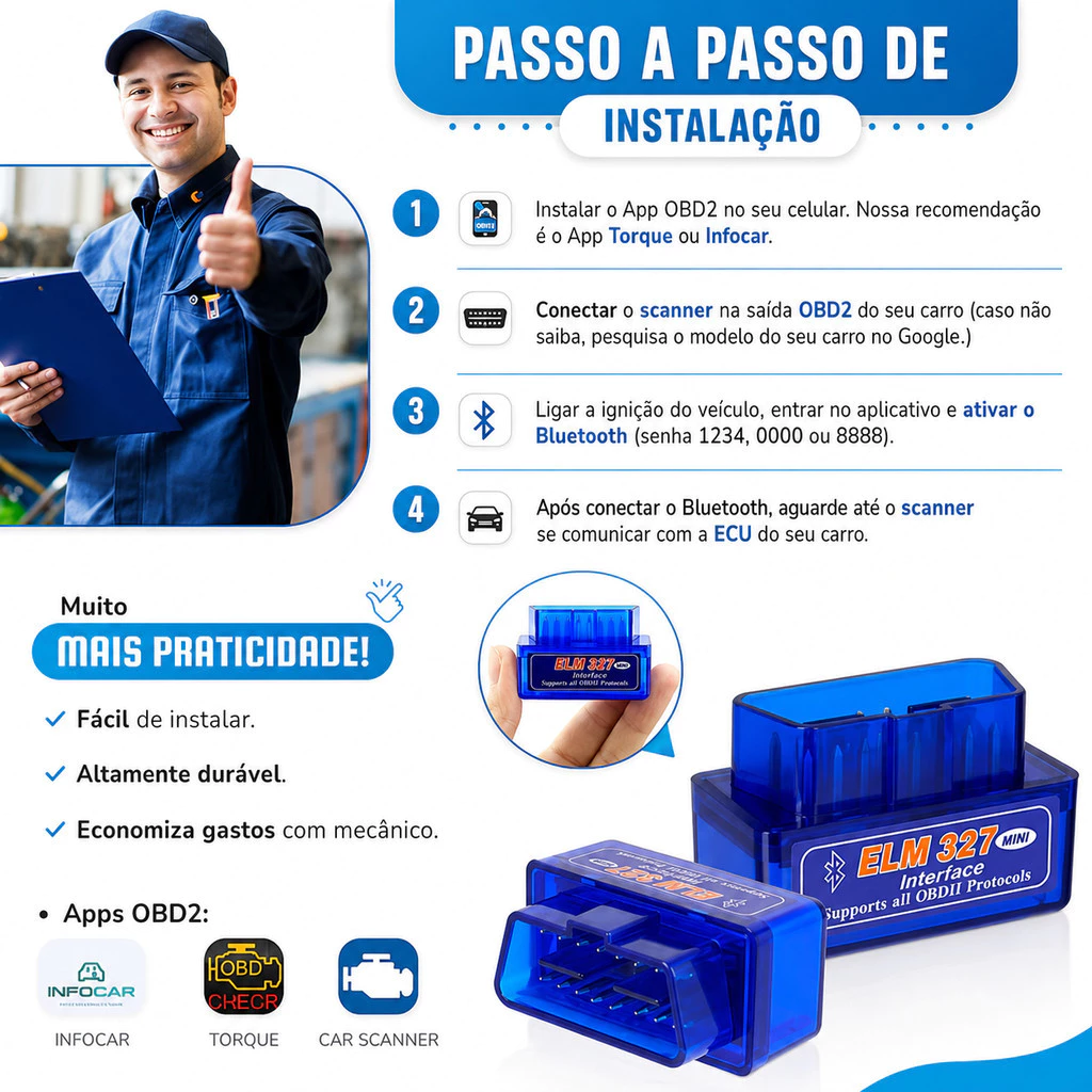 Scanner Automotivo Bluetooth Obd2 Eml 327 Android Ios Obdii imagem 5